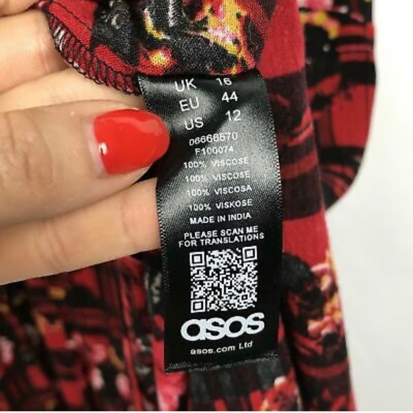 ASOS Red/Black Smock Dress Size 16 UK - Picture 7 of 10